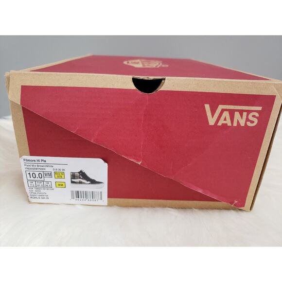 NEW Vans‎ Filmore Hi Platform Sneakers Womens 10 Plaid Mix Brown White Shoes Hi - Picture 7 of 7